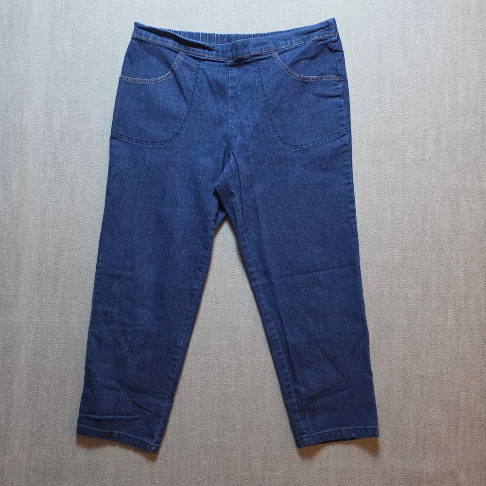 Real Size Pull On Jeans Women PXL Blue Denim Elastic Waist Straight Leg RS1002DP